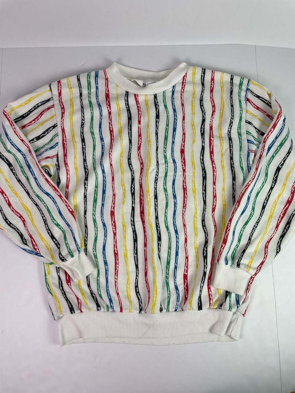 Vintage Blair Colorful Wavy Vertical Stripe Crewneck Sweatshirt Size M